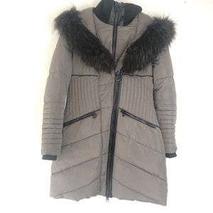 NOIZE Womens Medium M Gigi Parka Faux Fur Trim Winter Anorak Coat Taupe